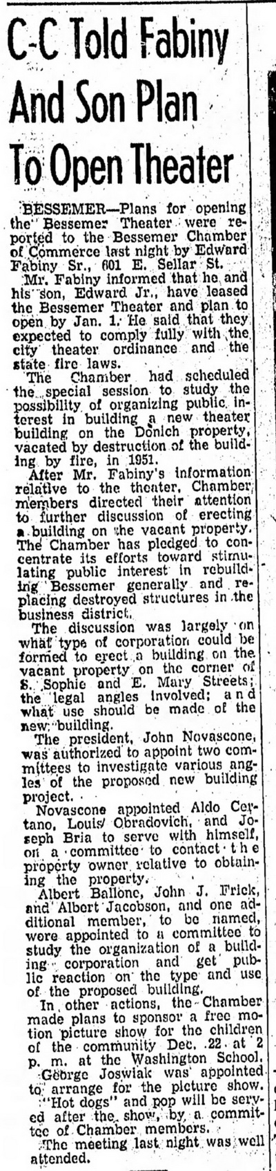 Bessemer Theater - Ironwood Daily Globe Dec 10 1953